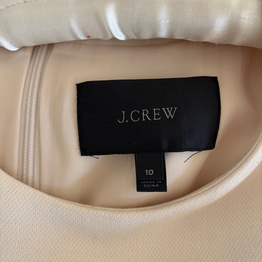 Cream Long Sleeve Mini Dress with Gold Zipper Detail - Picture 5 of 5